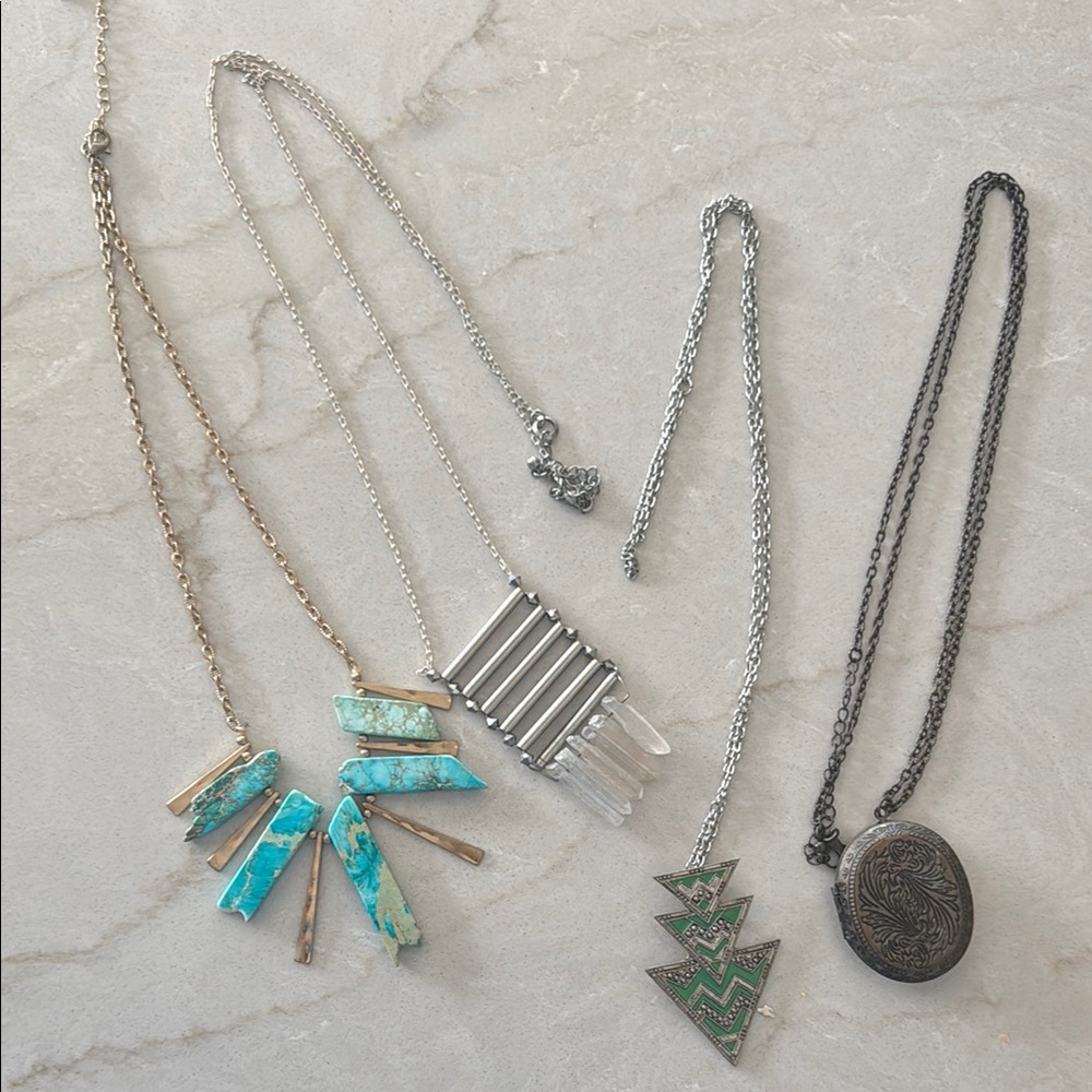 Turquoise and Silver Necklace Set